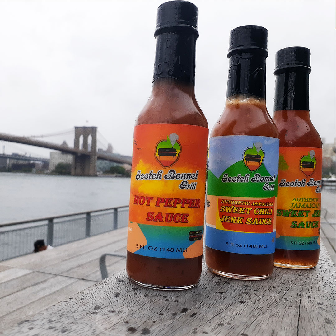 The 3 JERK sauces   watching over Brooklyn. 